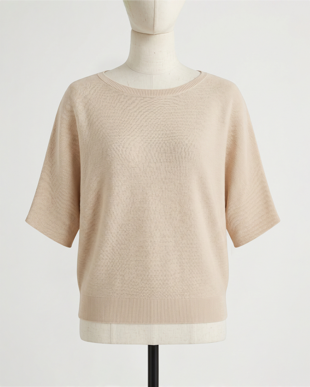 Lightweight Cotton Cashmere Link-Stitch Dolman Sweater